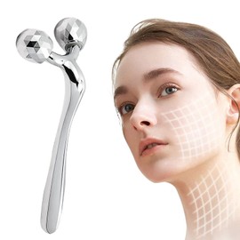 DMZK 3D Face Roller, Face Massager 360° Rotation Massage Roller Skin Care Firmer Anti-Wrinkle Muscle Relaxation Tool for Face Tightening and Body (Silver)
