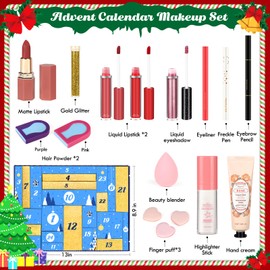 Oisacirg Makeup Advent Calendar 2024, 24 Days Beauty Advent Calendar for Girls Christmas Holiday Countdown Calendar Full Makeup Kit Gift for Teens Girls, Women, Christmas Surprise Gift Box