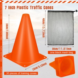 Syhood 30 Pack 7 Inch Plastic Traffic Cones Sports Training Agility Marker Mini Cones for Soccer, Skating, Football, Basketball, Indoor and Outdoor Games Sports Practice Equipment(Orange)