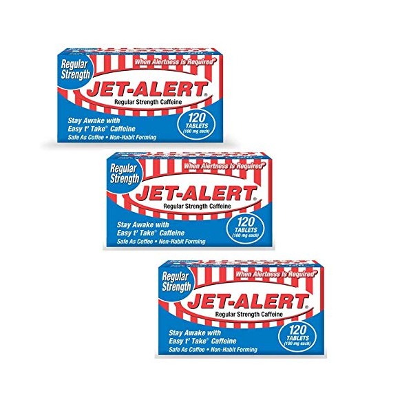 Jet-Alert 100 MG Each Caffeine Tab 120 Count - Pack of 3