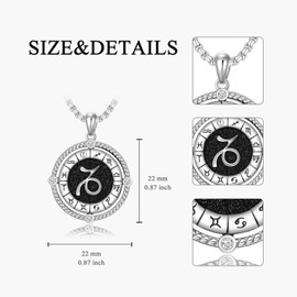 ROMANTICWORK Capricorn Zodiac Necklace 12 Constellation Horoscope Astrology Pendant Necklace 925 Sterling Silver Zodiac Sign Jewellery Gifts for Men Women