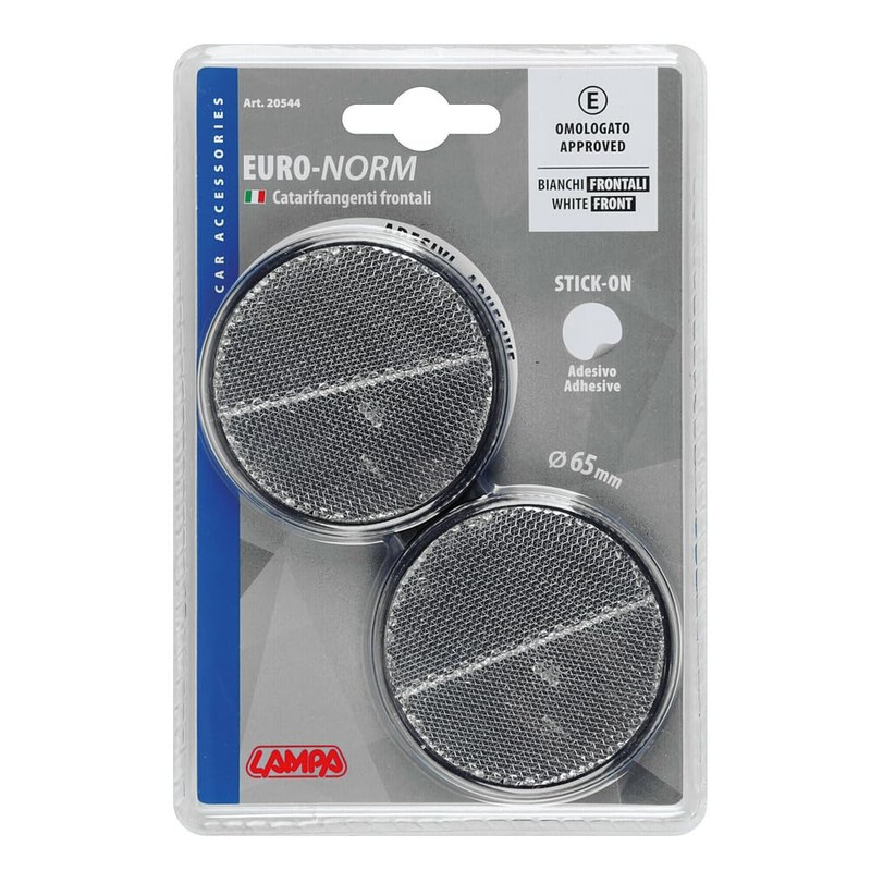 Lampa 20544 Pair Reflective Circles, certified, White, 65 mm Diameter