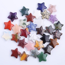 10PCS Natural Crystal Five-Pointed Star Gemstone Sculpture Decor Carving Stones for Home Garden Lawn Yard Decoration Meditation Flower Pot Decor