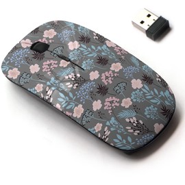 2.4G Wireless Mouse with Cute Pattern Design for All Laptops and Desktops with Nano Receiver - Trendy Summer Floral
