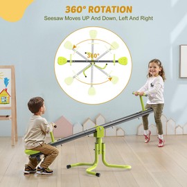 Teeter Totter Seesaw for Kids Outdoor, Preschool Swivel Seesaw Playground Equipment 360 Degree Rotation Indoor Outdoor Play Equipment Toys Set for Toddlers 3-8 Suitable for Home Backyard