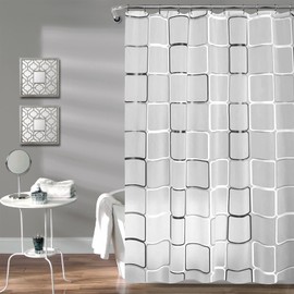 Tarklanda Shower Curtains for Bathroom,Black White Lattice Plastic Shower Curtains for Bathroom Decor, Waterproof Clear Shower Curtain Hooks Set,Contemporary Bathroom Curtains 71" x 71"