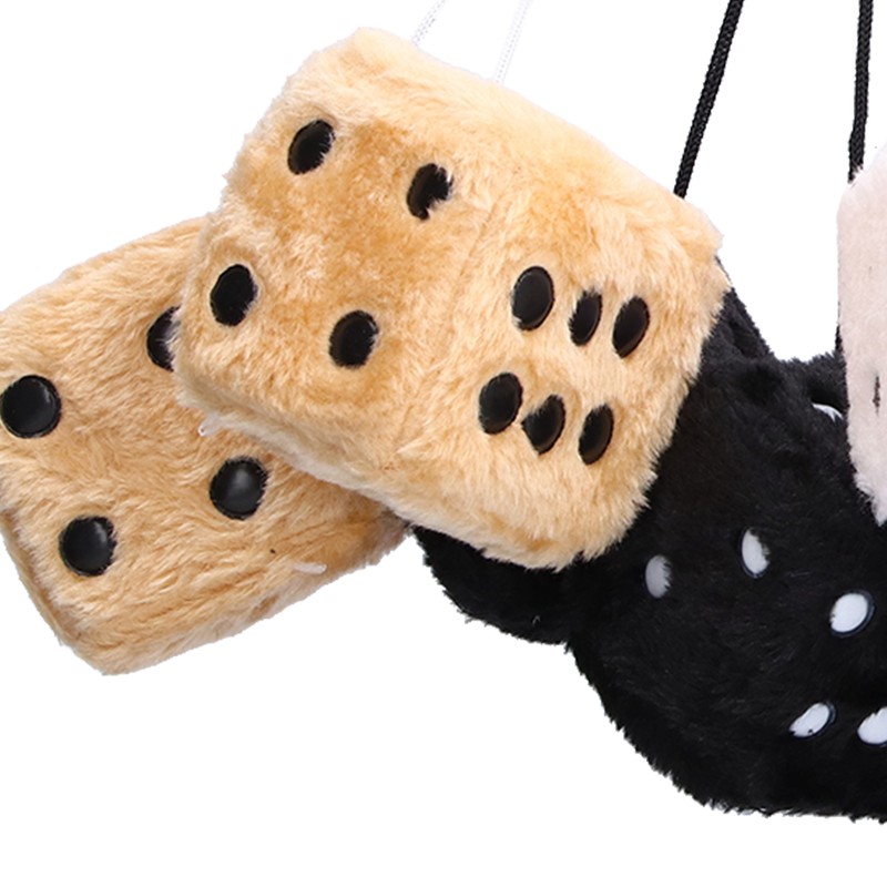 6 Pairs Car Rearview Mirror Hanging Plush Dice with Dots