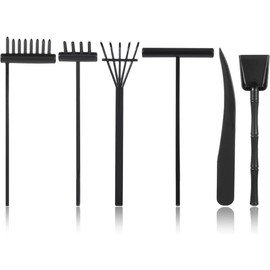 WADY 6-Piece Zen Garden Sand Rake Tools Set,Decorative Crafts Accessories for Sand Table & Meditation, Complete Zen Garden Kit with Rakes, Combs & Sculpting Tools (Black)