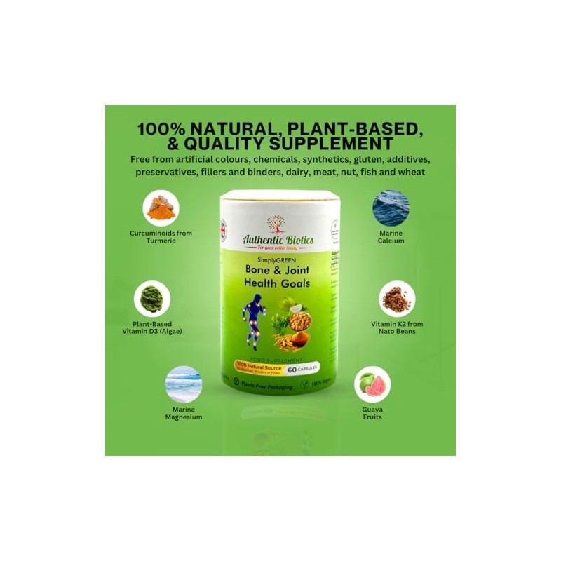 Vegan Joint Support – 2x60 Capsules with Calcium, Magnesium, Zinc,