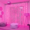 JMEXSUSS 300 LED Pink Curtain Lights, Remote Control Curtain String