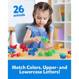 Coogam ABC Animal Alphabet Matching Game, 26PCS Uppercase Lowercase Letters Fine Motor Toy, Preschool Educational Montessori Learning Toys for 2 3 4 Years Old Toddlers