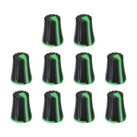 sourcing map Potentiometer Control Knob ABS Guitar Knob for Electric Guitar Power Amplifiers Stereos,Bass 6mm D Type Shaft 270 Degrees Black Green 10PCS