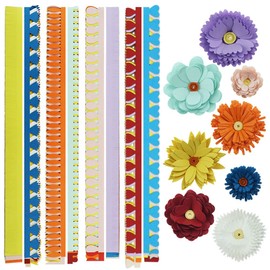 FAZHBARY 20 Inch / 50 CM Quilling Paper Flowers Kit Colorful 8 Different Petal Paper Quilling Strips Bulk for Beginners DIY Handmade Art Crafts