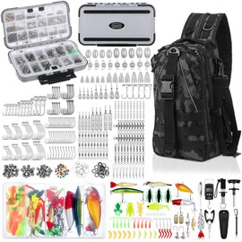 WinnerWhy 484 Pcs Fishing Tools Kit Fishing Accessories Kit Include Fishing Backpack Fish Hook Fishing Lures Fish Hook Remover Fish Lip Gripper for Men Women Fishing Gifts