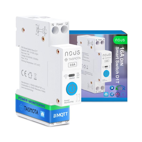 Nous Smart DIN Switch 16A with Tasmota (ESP32), Energy Monitoring,