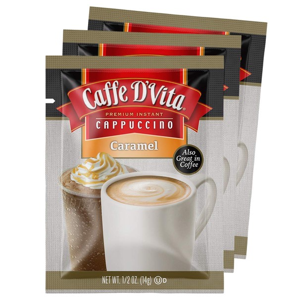 Caffe D'Vita Sobres de capuchino caramelo, paquetes de 0.5 onzas (paquete de 48)