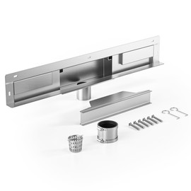 Bernkot Linear Wall Drain 24’’, 304 Stainless Steel Side Drain w/Tiled Grate & Hair Strainer, Brushed Tiled Shower Drain for Bathroom, CUPC Certified