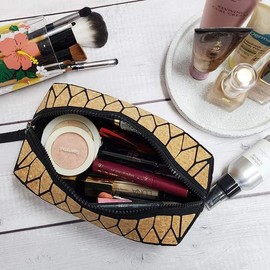 Cork pattern makeup pouch vs. cosmetic pouch, cosmetic bag, travel pouch / 코르크 패턴 메이크업 파우치 대 화장품파우치 화장품가방 여행파우치
