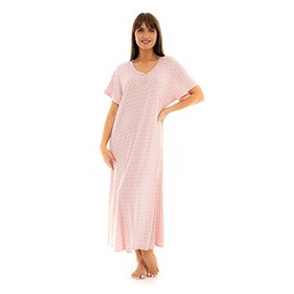 Suzy & Me Ladies Long Plus Size Luxury Soft Touch Jersey Nightshirt (PINK DOT 30-32)