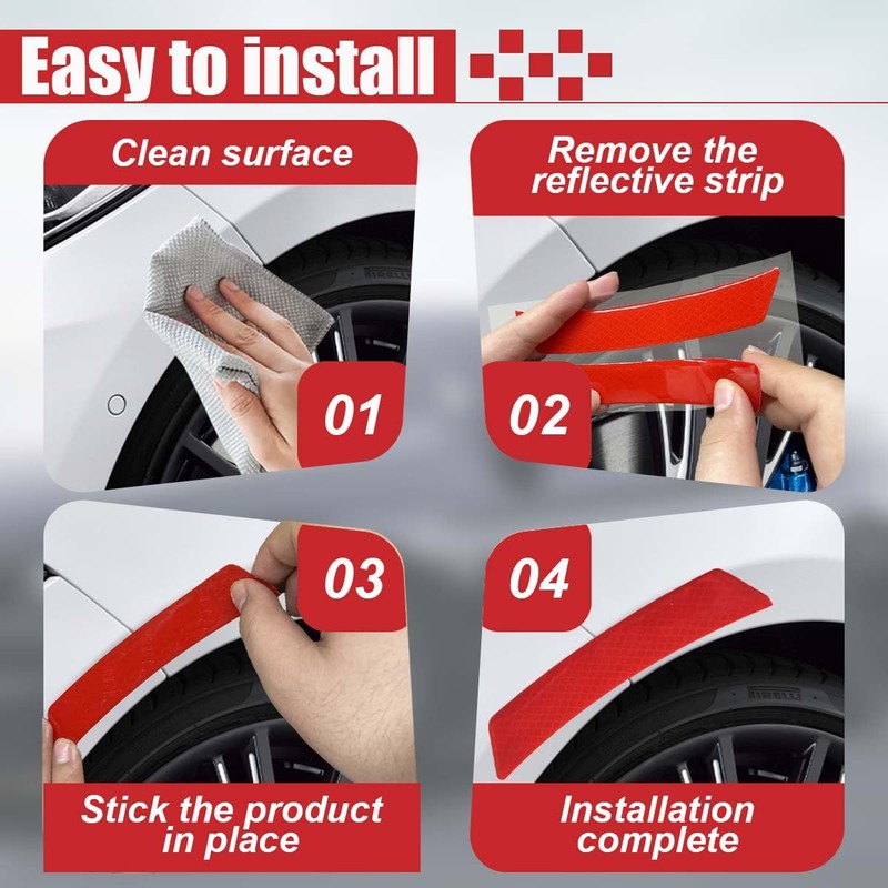 2PCS Car Reflective Trim Side Marker Stickers, Anti-Collision Wheel Eyebrow