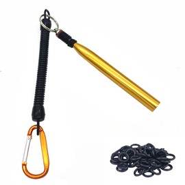 Wacky Rigging Tool, 5.5 Inch Rig Worm Fishing Tool, Wacky Rig Tool, Aluminum Alloy Bass Fishing Worm Set, Fishing Rig Tool with Wrapped Lanyard and 300 Fishing O Rings (Gold)