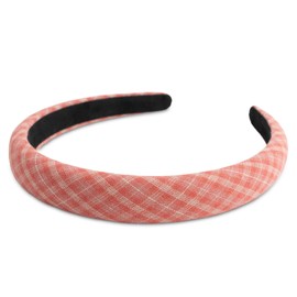 SXQLYH Headband Padded Checked Fabric Headband - Padded Women's Hair Accessories Fabric Hair Band Headbands Wide Padded Headband for Women Girls (Red, 2.2 cm)