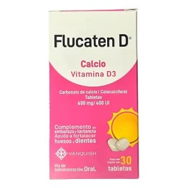 Flucaten D Calcio, Vitamina D3 30 Tabletas Vanquish Sin Sabor                                                                                         