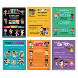 Fun Express Dimensions of Diversity Classroom Posters - Set of 6, Each Measures 17 x 22 Inch - Multicultural Teacher Supplies and Decor
