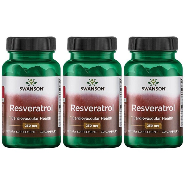 Swanson Resveratrol - Higher Potency 250 mg 30 Caps 3 Pack