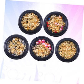 Healeved Gold Star Stickers 5pcs Nail Art Ornament Set Nail Glitter Kit Jewelry Making Supplies Perfect for Diy Random Style