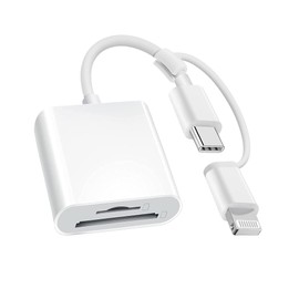 2025 New Release: SD Card Reader, 2-in-1 Lightning/Type-c USB3.0, Bi-Directional, High Speed Transmission, SD/TF Converter, Type-c Lightning Micro SD Card Reader, No Settings Required, Photo/Video/OTG