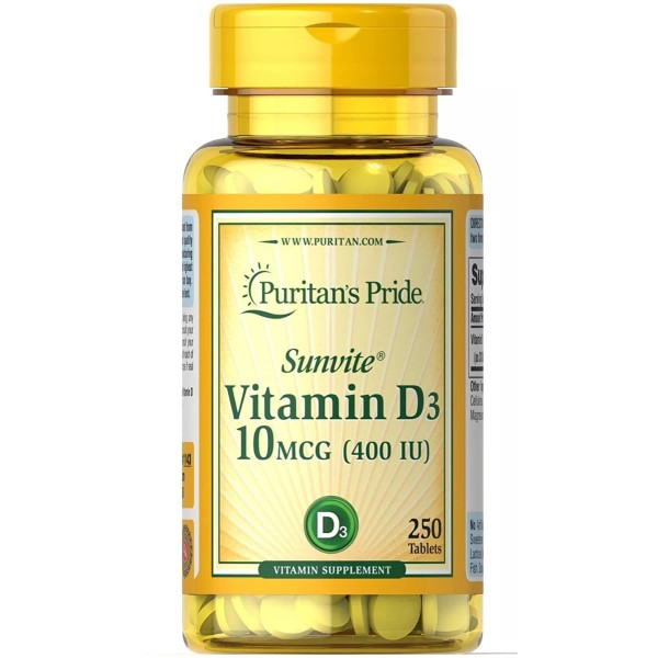 Puritan's Pride Vitamina D3 El Mejor Natural 400iu 250 Tabletas Eg D25