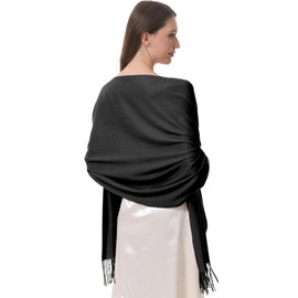 lifwimner Pashmina Scarf Women's Festive Stole for Evening Dress Scarves Shoulder Scarf Gift for Winter Wedding Autumn Bridal Party, black, M