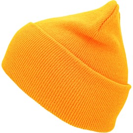 SKIHAT-LONG GLD Thick and Warm Mens Daily Cuffed Beanie or Slouchy Made in USA for USA Knit Hat Cap Womens Kids