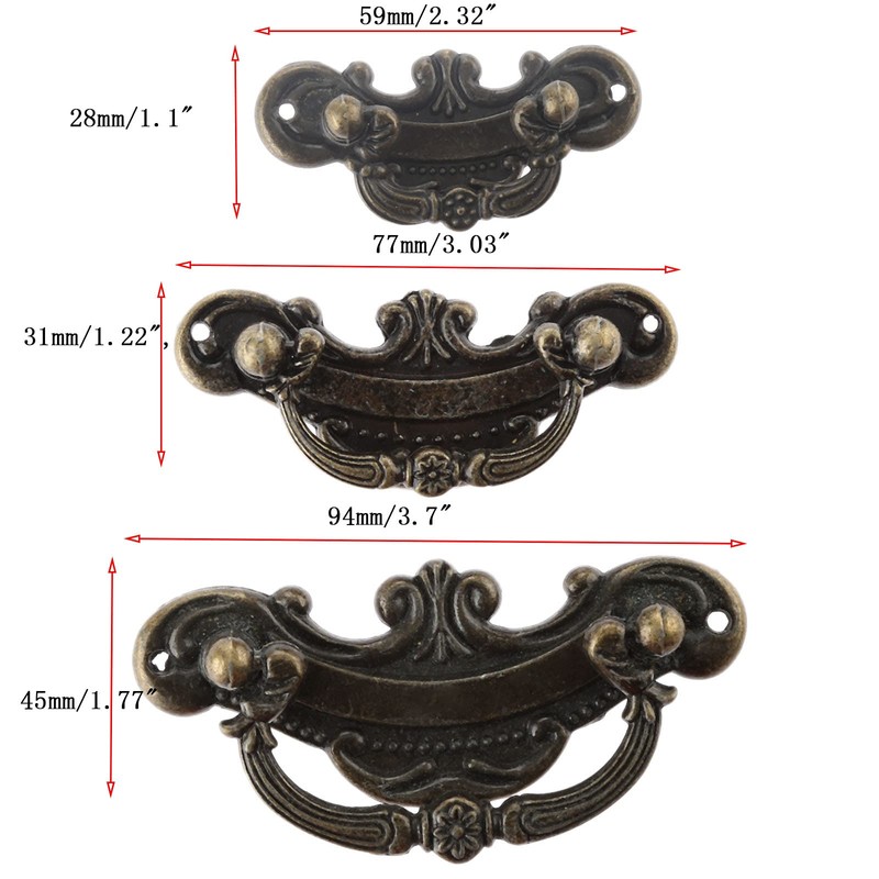 dophee 2-Pack Vintage Antique Bronze Pull Handle for Drawer Jewelry