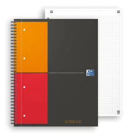 Oxford 100103664 - International Notebook, A4 +, checkered, 80 sheets, sturdy cardboard cover, gray