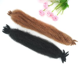 Afro Twist Hair 3 Packs and 1 Piece Crochet, Pre Stretched Wrapping Hair for Soft Locs Hair Extensions (1B#,16 Inch (Pack of 3))