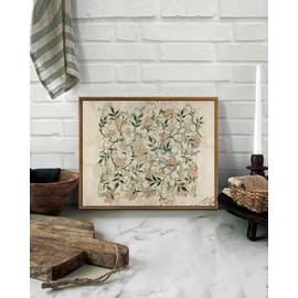 KISSFOX Vintage Floral Framed Wall Art Boho Green Beige Botanical Mandala Canvas Wall Art William Morris Farmhouse Natural Paintings Artwork Rustic Art Prints For Bedroom Bathroom Living Room
