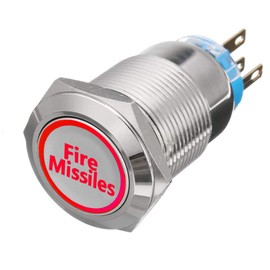 ESUPPORT 12V Momentary Car Vehicle Red LED Light Headlight Push Button Metal Toggle Switch 19mm Fire Missiles