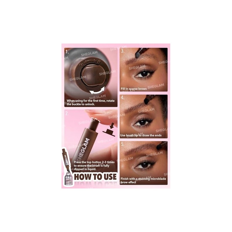 SHEGLAM Brocha y Dip en ángulo para fección de cejas-Espresso