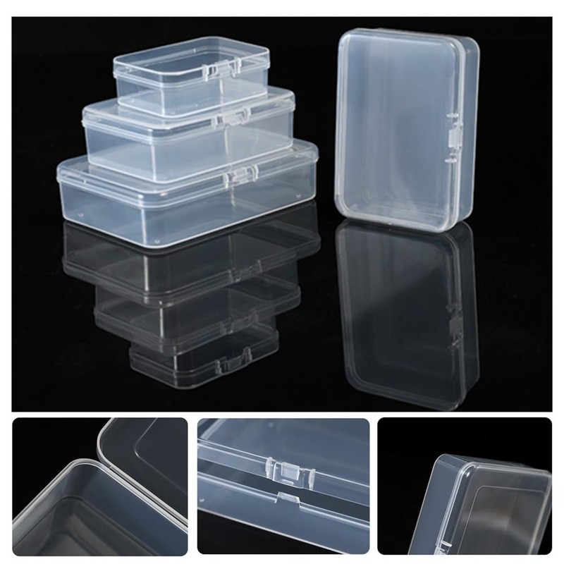 Mixed Sizes Rectangular Empty Plastic Box, 30 Pack Clear Plastic
