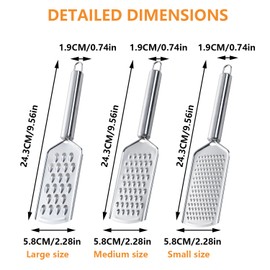 Lcvasvuz 3 Pcs Stainless Steel Handheld Kitchen Grater for Vegetables and Fruits Durable Ginger Cheese and Carrot Grater