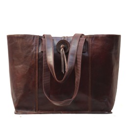 Large leather tote purse bag for women | Vintage Genuine shopper top handle messenger handbag (Large)