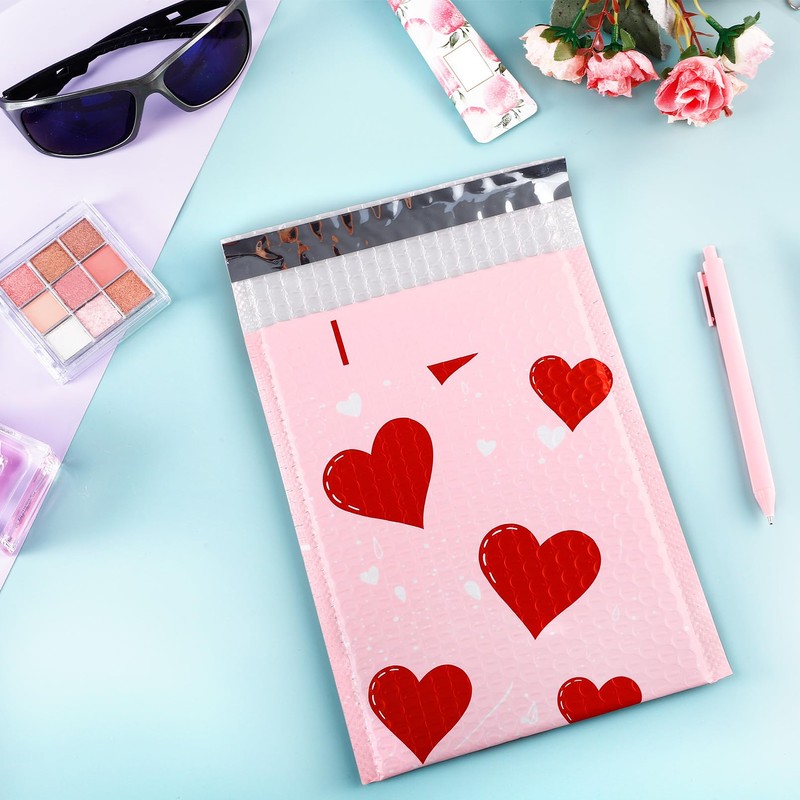 Enjamyo 50 Pcs Bubble Mailers 6 x 9 Inch,Valentine Bubble