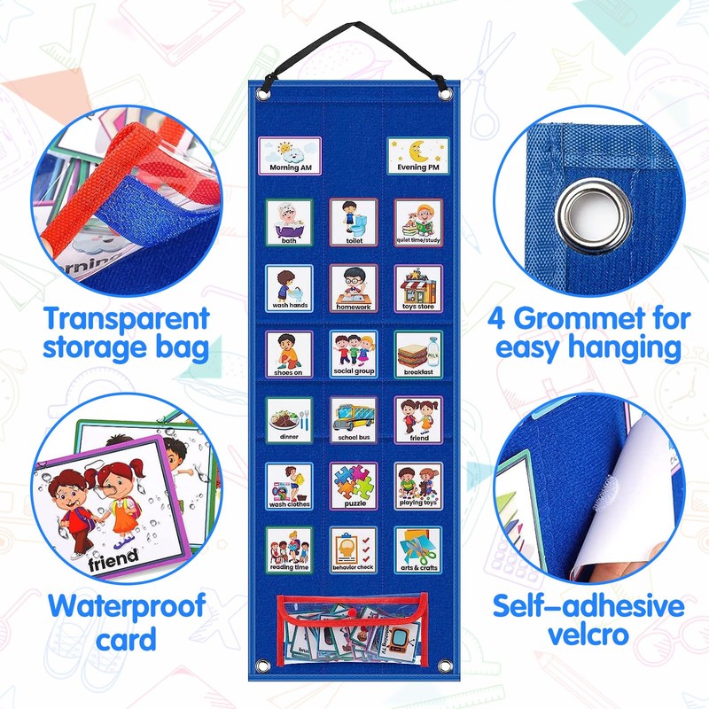 Qivine Children's Calendar, Daily Schedule, Visual Timetable with 70 English