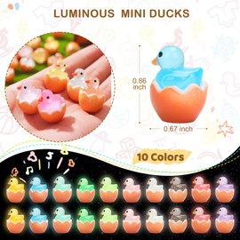 30pcs Easter Mini Ducks, Luminous Tiny Ducks Small Resin Ducks Miniature Animals Figures for Easter Decorations Dollhouse Landscape Fairy Garden Accessories
