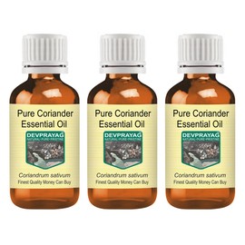Devprayag Pure Coriander Essential Oil (Coriandrum sativum) Natural Therapeutic Grade Steam Distilled (Pack of Three) 100ml X 3 (10 oz)
