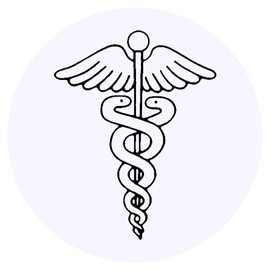 24 x 40mm Round 'Caduceus Symbol' Stickers (SK00013632)