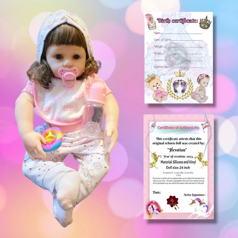 Hesstian 24 inch silicone vinyl doll with more than 10