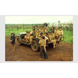 Vietnam War Refugee Children in Jeep PHOTO US Army Special Forces 67